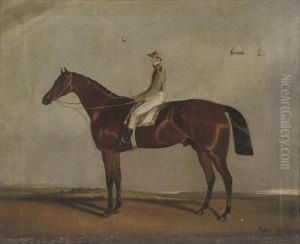 A Chestnut With Jockey Up, A Race Course Beyond by Samuel Spode