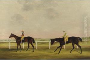 Colonel King's 'bessie Bedlam' 
Ridden By T. Lye And Mr. Golden's 'robin Hood' 
Ridden By J. Spragson Exercising On Lincoln 
Racecourse