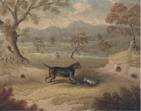 Charley, A Terrier With A Rabbit - view 1
