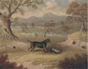 Charley, A Terrier With A Rabbit