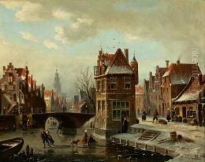 Canal Scene With Skaters
