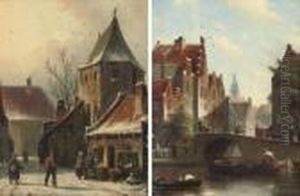 A Winter Street Scene by Johannes Franciscus Spohler