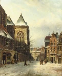 In A Dutch Street by Johannes Franciscus Spohler