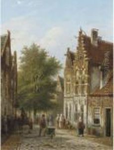 A Sunny Street In A Dutch Town by Johannes Franciscus Spohler