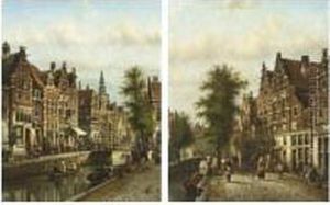 Figures On A Canal, Amsterdam; A View Of The Zuiderhavendijk, Enkhuizen (a Pair)