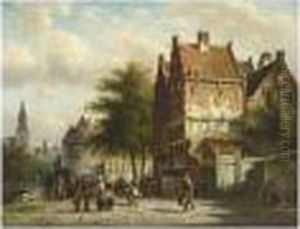Figures In The Streets Of A Dutch Town