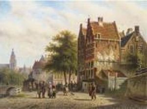 Townsfolk On A Sunlit Street