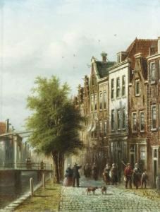A Town View With Elegant Figures