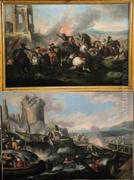Escarmouche De Cavaliers Et L'attaque De La Forteresse Par Lesturcs - view 1