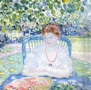 Sewing in the Garden by Frederick Carl Frieseke
