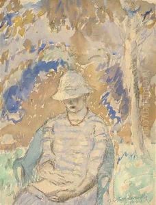 Femme assise dans un jardin by Frederick Carl Frieseke