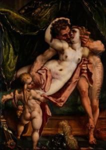 Mars Und Venus In Umarmung, Mit Demamorknaben by Bartholomaeus Spranger