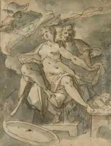 Venus, Mars Et Mercure by Bartholomaeus Spranger