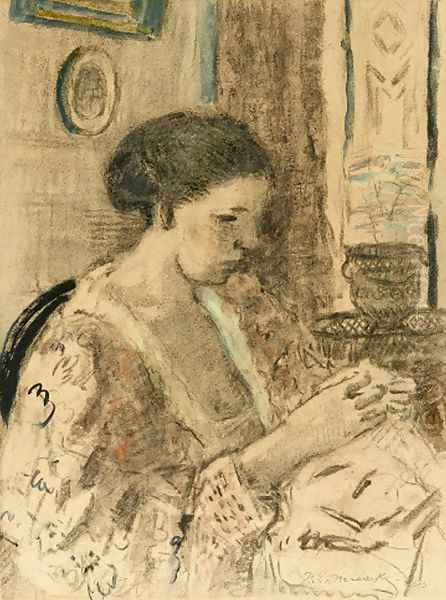 The Artist's Wife Sewing - view 1