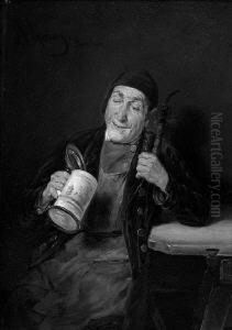 "bauer Mit Krug Und Pfeife". Sign. Und Bez. Munchen "bauer Mit Krug Und Pfeife". Sign. Und Bez. Munchen