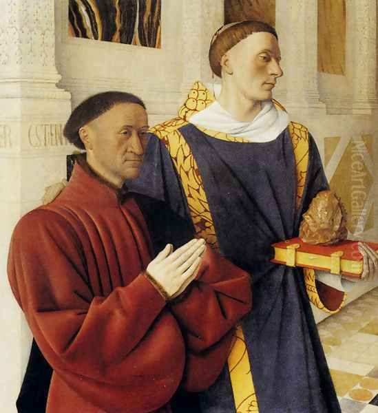 Etienne Chevalier With St. Stephen (panel of the Melun Diptych) by Jean Fouquet
