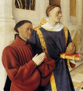 Etienne Chevalier With St. Stephen (panel of the Melun Diptych) by Jean Fouquet