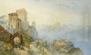 Italian Mountain Scene With Castle by Edwin St John