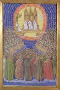 Enthronement of the Virgin or The Trinity in its Glory by Jean Fouquet