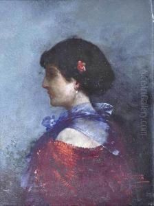 Portret Kobiety W Czerwonej Sukni by Piotr Stachiewicz