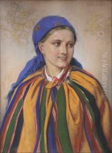 Portret Dziewczyny W Stroju Ludowym by Piotr Stachiewicz
