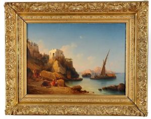 Italiensk Kustbild Med Fiskare Pa Stranden