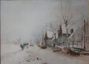 Description:sneeuwlandschap by Henri Stacquet