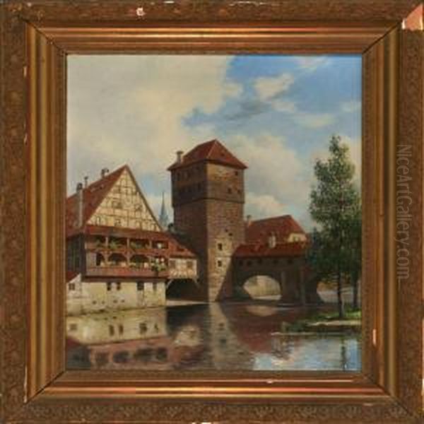 Canal Scenery Fromhenkersteg In Nuremberg - view 1