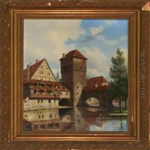 Canal Scenery Fromhenkersteg In Nuremberg