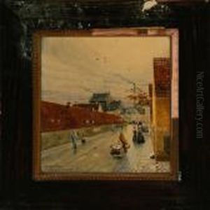 Street Scenery Fromstore Kongensgade Street In Copenhagen by Fritz Staehr-Olsen