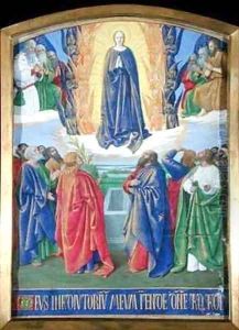 The Assumption of the Virgin from the Hours of Etienne Chevalier by Jean Fouquet