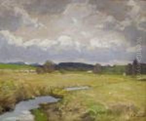 Fruhlingslandschaft Mit Bachlauf. by Albert Stagura