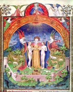 The Creation God Introducing Adam and Eve from Antiquites Judaiques by Jean Fouquet