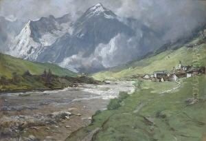 Gebirgslandschaft. by Albert Stagura