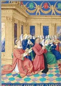 Etienne Chevalier 1410-74 and his Patron Paying Homage to the Virgin and Child by Jean Fouquet