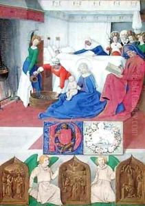 The Birth of St John the Baptist from Hours of the Virgin by Jean Fouquet