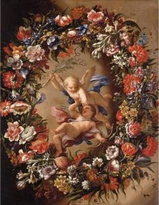 Putti Surrounded By A Garland Of Flowers