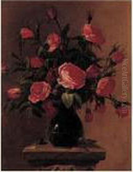 Bouquet De Roses Dans Un Vase Dispose Sur Un Entablement
Sculpte - view 1