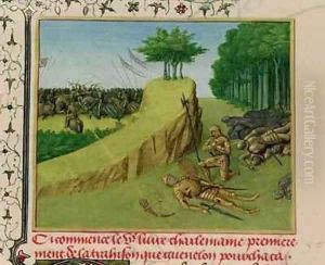 The Emperor Charlemagne Finds Rolands Corpse after the Battle of Roncevaux by Jean Fouquet