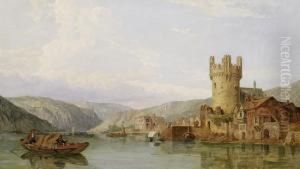 View Of Rhine From The Rudesheimer Altstadt With The Adlerturm