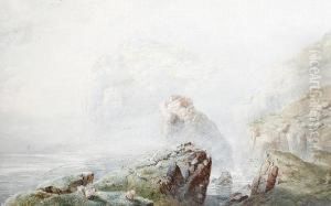 A Rocky Coastline In Wales by George Clarkson Stanfield