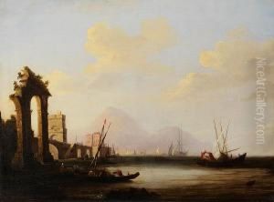 A Harbour View With Ruins On A Quayside