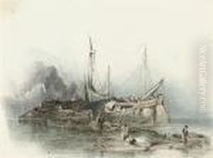 Vessels Anchored Inshore (recto); And A Lake Landscape (verso) Vessels Anchored Inshore (recto); And A Lake Landscape (verso)