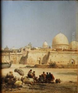 Vista De Una Ciudad Oriental Con Figuras Vista De Una Ciudad Oriental Con Figuras