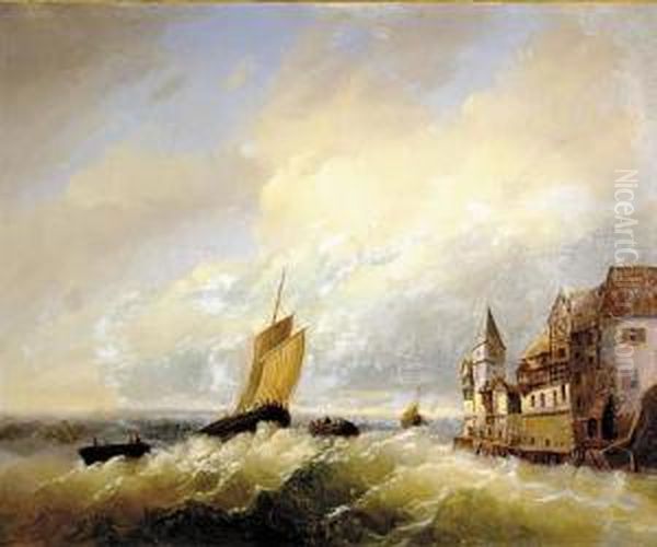 City By Coast In Storm - view 1