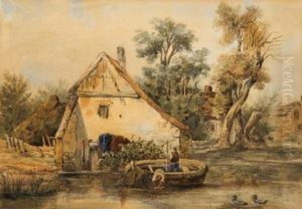 Fishermen Before A Cottage - view 1