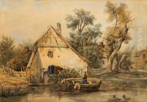 Fishermen Before A Cottage