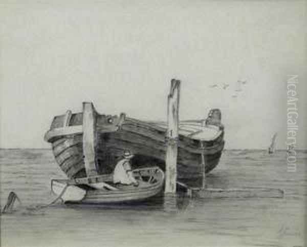 Study Of A Wherry With A Man In A Rowing Boat - view 1