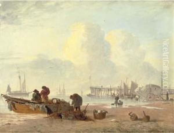 A Coastal Scene With Fisherfolk In The Foreground - view 1