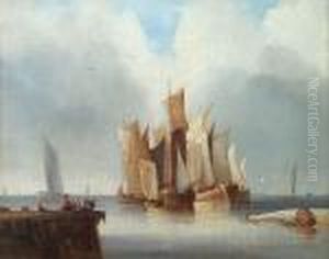 Fishing Boats At The Entrance To A Harbour